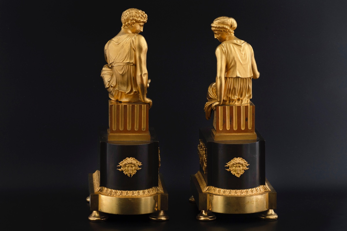 Due figure in bronzo di epoca Impero-photo-3
