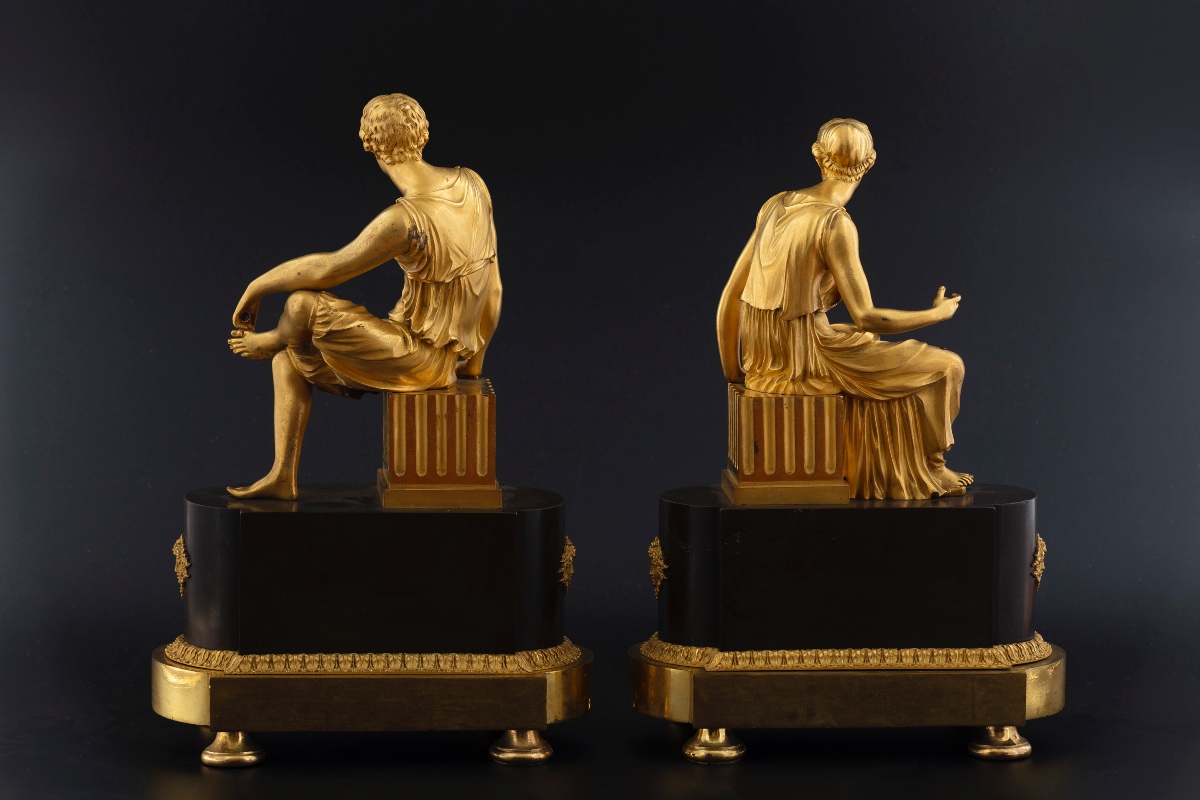 Due figure in bronzo di epoca Impero-photo-4