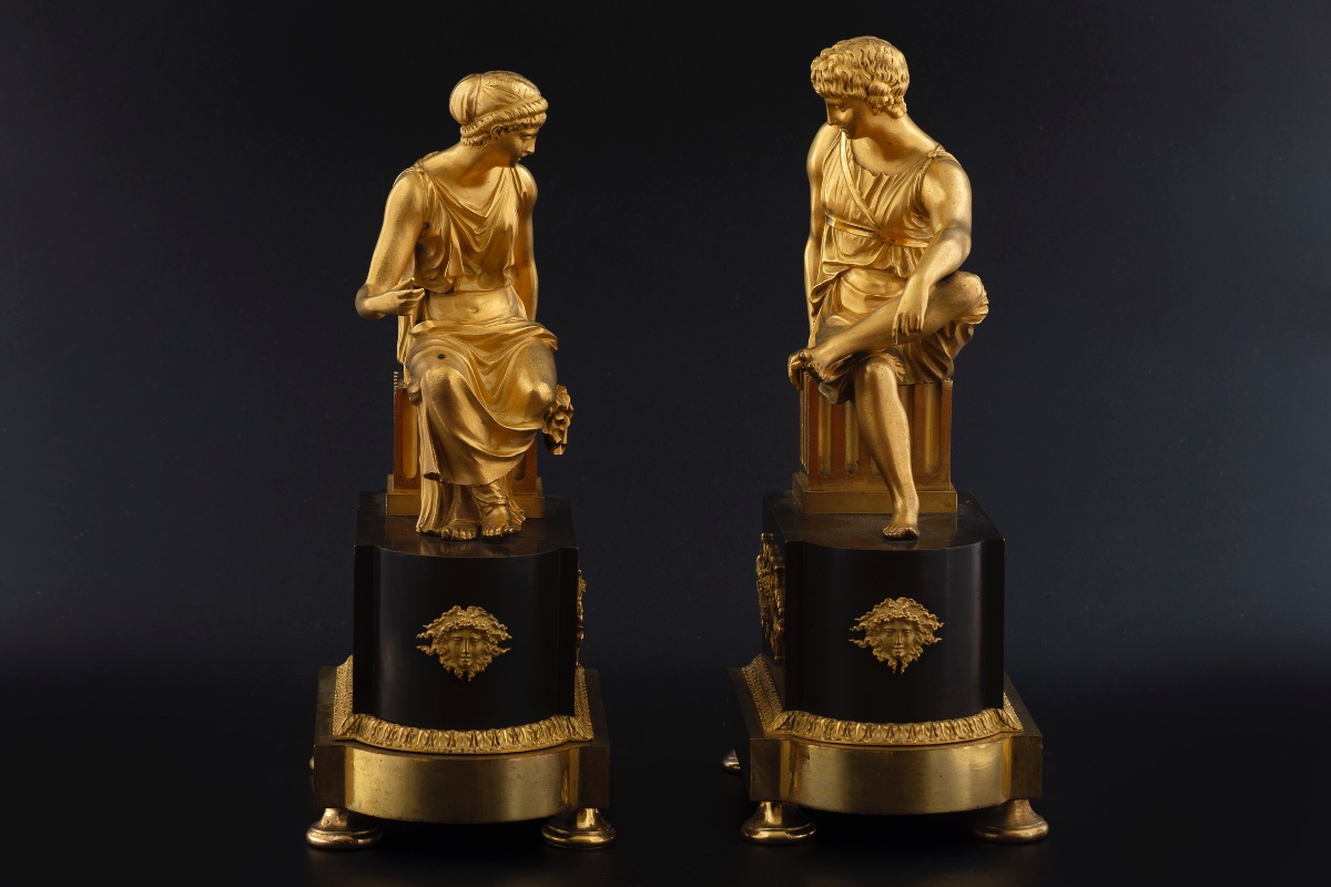 Due figure in bronzo di epoca Impero-photo-5