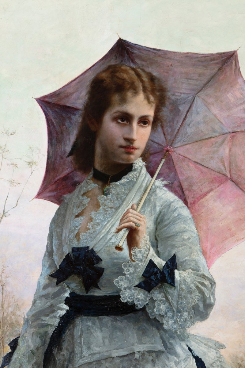 Peinture à l'huile sur toile de Pietro Vaini (Rome 1847 - New York 1875)-photo-3