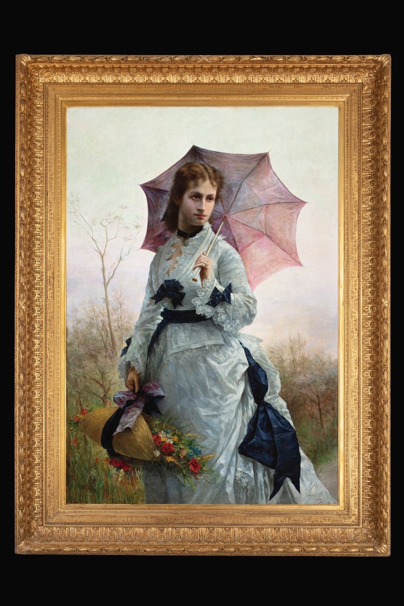 Peinture à l'huile sur toile de Pietro Vaini (Rome 1847 - New York 1875)
