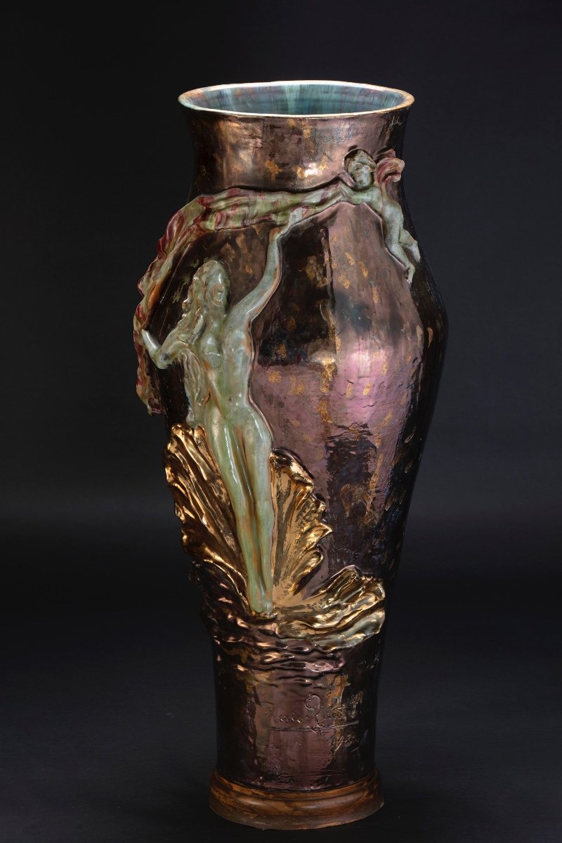 Vase En Céramique Décoré Dans Les Années 50 Par Federico Quatrini