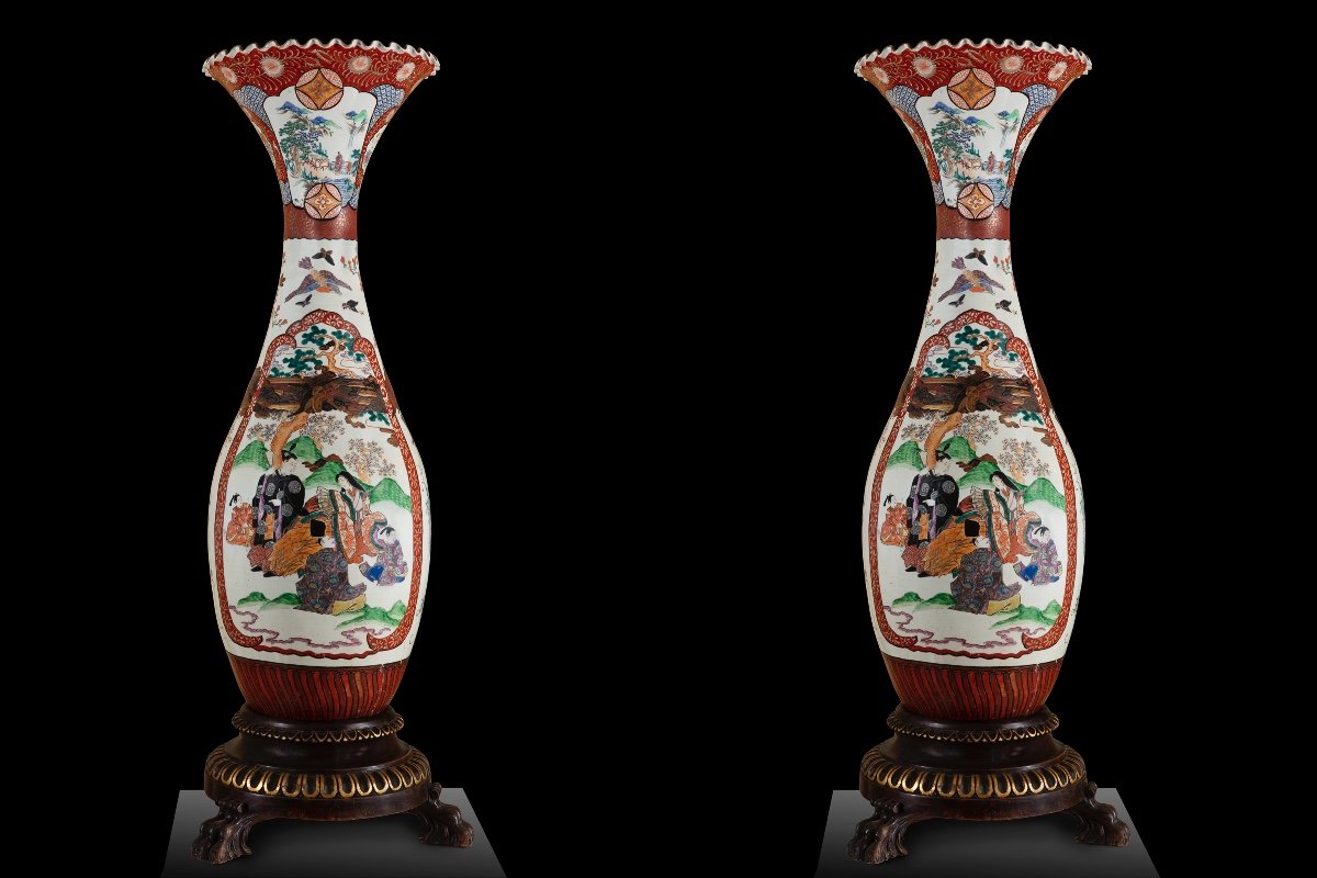 Paire De Vases Japonais Monumentaux d'époque Edo