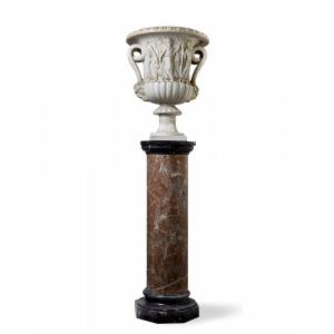 Coppia di grandi vasi in marmo bianco statuario, Roma XIX secolo