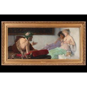 Grande dipinto pompeiano di Julius Kohler (Gablonz 1873- Innsbruck 1929)
