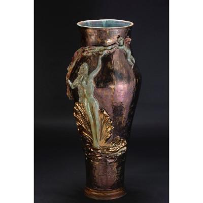 Vase En Céramique Décoré Dans Les Années 50 Par Federico Quatrini