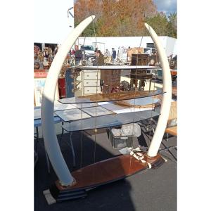 Valenti Barcelona 70's Rare  Resin Elephant Tusks Shelf