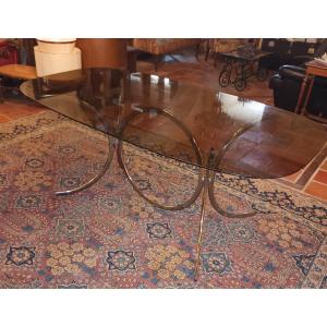 Gastone Rinaldi Pour Rima     70s Glass And Chrome Table