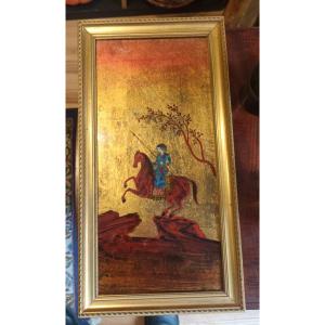 Michel Zeller Lacquer Fixed Under Glass And 22 Carat Gold Leaf