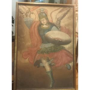 Cuzco School 19th Century "archangel With Shield"