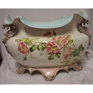 Delphin Massier (1836-1907), Vallauris, Art Nouveau Earthenware Planter