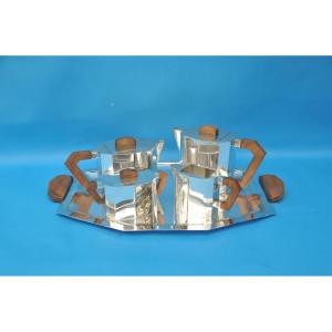 Art-deco Style Coffee And Tea Service In Silver Metal Circa 1930