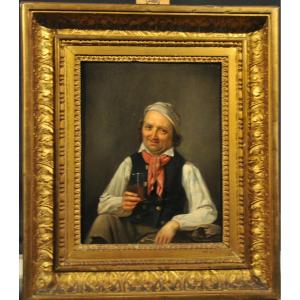 Portrait Of An Innkeeper By Jos Geirnaert (1790-1883) Belgian School