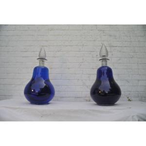 Important Pair Of Piriform Pharmacy Bottles From The 19th Century 