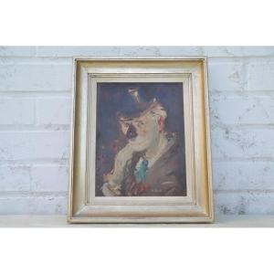 Dreamy Clown, Signed Martin Bollé 1912-1968, Belgian School 