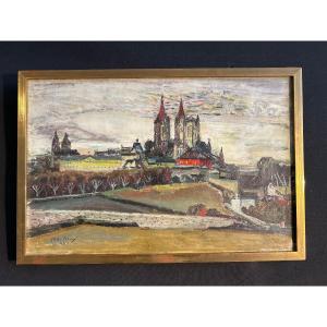 Oil On Canvas Representing The Cathedral Of Toledo Signed By Edouard Macavoy