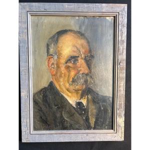 Oil On Cardboard From Jules Cavaillès Representing His Father 