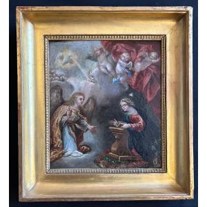 Oil On Copper Representing The Annunciation