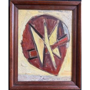 Oil On Cardboard Representing A Stylized Bird Signed By Louis Latapie