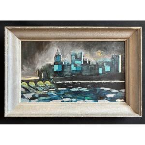 Oil On Canvas Representing The Pont Neuf In Paris (?)