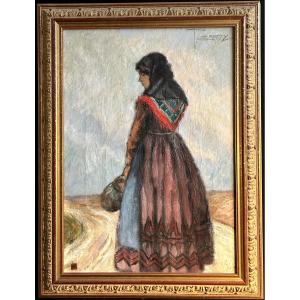 Oil On Canvas "north African Peasant Woman" Signed P. Germy