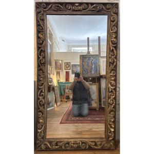 Important Mirror In A Carved And Gilded Wooden Frame, 17th Century