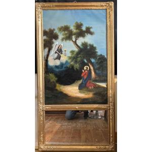 19th Century Trumeau Depicting Christ In The Garden Of Olives
