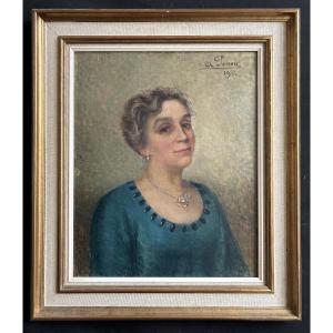 Oil On Canvas "portrait Of A Woman" Signed A. Penon And Dated 1922
