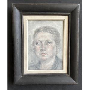 Oil On Canvas Signed By Toshio Bando “portrait Of A Woman”