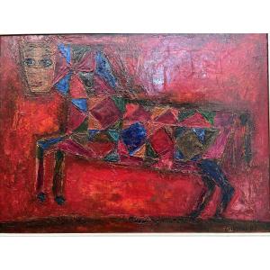 Oil On Canvas Signed By Boris Petrovich Smotrov; Russian Suprematist School; Dated 92