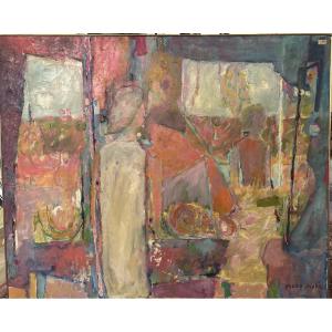 Large Oil On Canvas Signed By Annie Proszynska Titled "market"