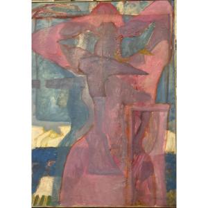 Oil On Canvas Signed By Annie Proszynska “nude Rose”