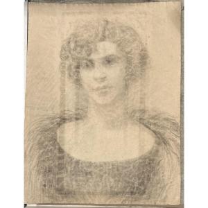 Double-sided Drawing By Henri Laffite: Portrait On The Front And Lively Watercolor Scene On The Back