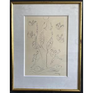Felt-tip Pen Drawing Signed Léopold Survage And Dated 67