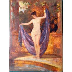 Oil On Canvas Mounted On Heavy Cardboard By Henri Laffite