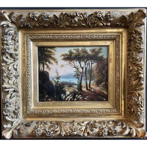 Small 19th-century Oil On Canvas Depicting A Mediterranean Landscape 