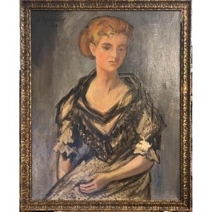 Oil On Canvas "woman In Bust" Signed By Evan De Lapeyrière