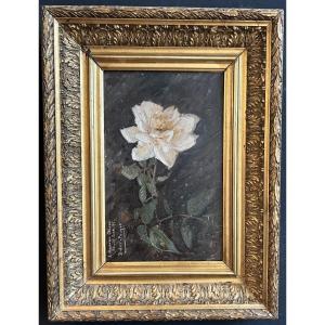 Oil On Panel, Dedicated And Signed By William Didier-pouget, Depicting A Rose