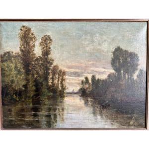 Oil On Canvas Signed Karl Daubigny