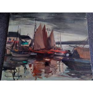Painting By Suzanne Desmarets - Boats In Brittany