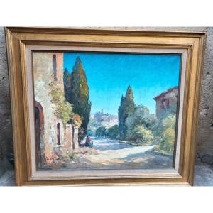 Painting Signed Marius Hubert Robert - Saint Paul De Vence
