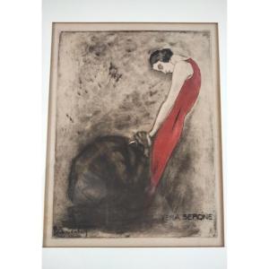 Engraving Jean Auscher - Vera Sergine