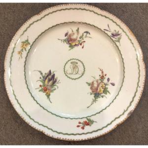 Paris Porcelain Plate, Manufacture à La Reine, 18th Century