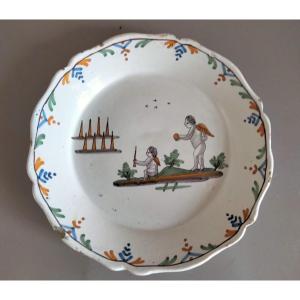 Nevers Plate - Skittles Players 18th Century