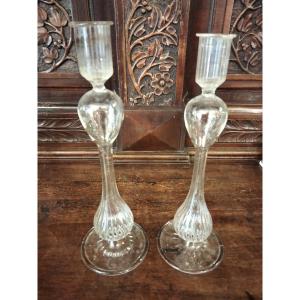 Pair Of 18th-century Glass Candlesticks