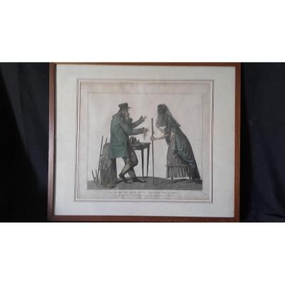 Engraving By Julien - The Rich Of The Day Or The Pawnbroker Late 18th Century