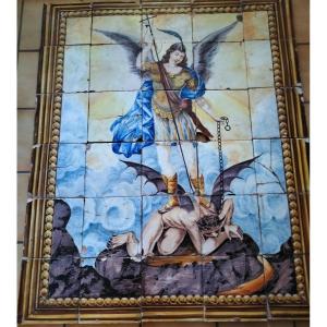 18th Century Valence Manises Tile Panel