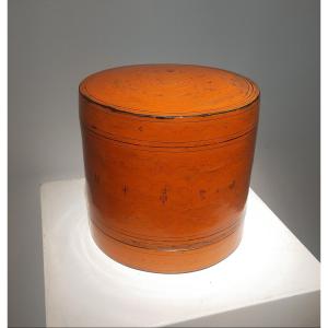Betel Box, Orange Lacquer, Burma