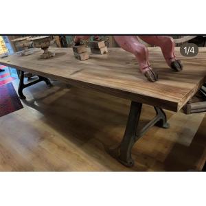 Large Industrial Oak Table
