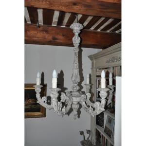 Carved Wooden Chandelier 
